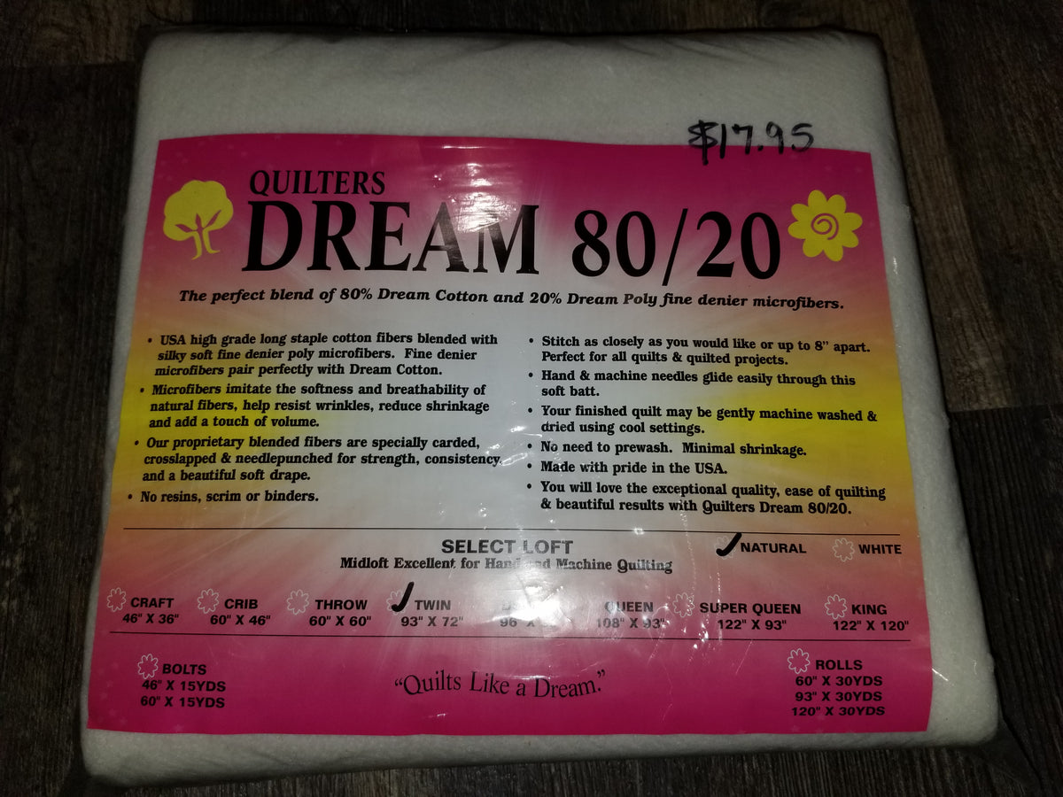 Quilters Dream Blend White 80 Cotton 20 Poly Twin Batting